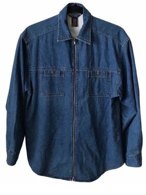 Vintage Blue Shaver Lake Zip Front Denim Shirt Jacket